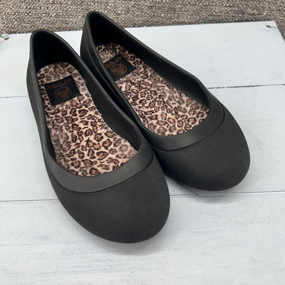 Crocs Ballet Flats Womans 6 Black‎ Comfort Shoes Round Toe - Picture 1 of 9